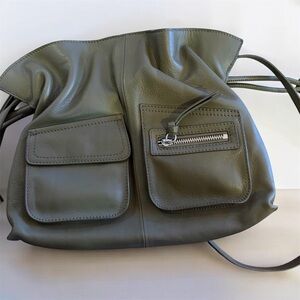 Elegant Olive Leather Shoulder Bag